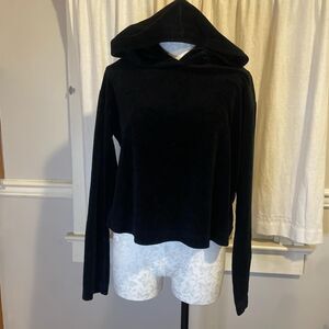 juicy couture black velour hoodie with embroidered J on the sleeve size small